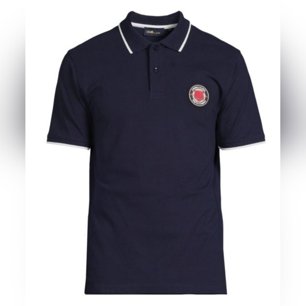 Cavalli Class By Roberto Cavalli Logo Tipped Polo Black Men's Size XXL